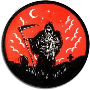 Grim Reaper Red Moon Patch PNG Image