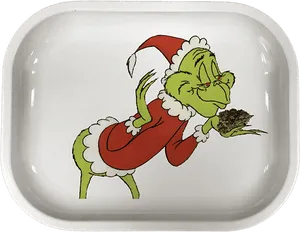 Grinch Christmas Plate Design PNG Image