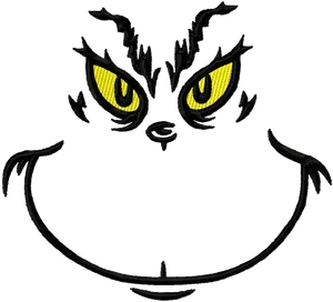 Grinch Face Embroidery Design PNG Image