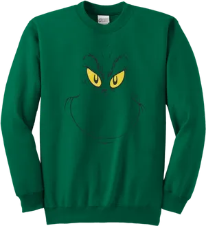 Grinch Face Green Sweatshirt PNG Image