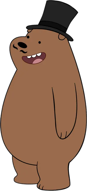 Grizzly Bear Top Hat Cartoon PNG Image