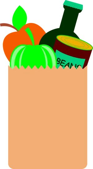 Grocery Bag With Fresh And Packaged Food Items PNG Image