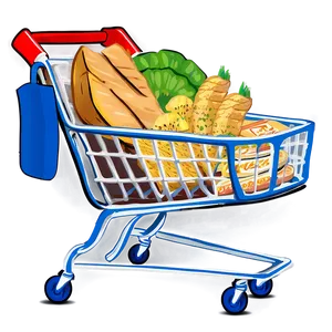 Grocery Cart With Food Png Aml88 PNG Image