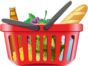 Grocery Shopping Basket Fullof Food Items PNG Image