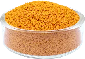 Ground Turmeric Powder Transparent Container PNG Image