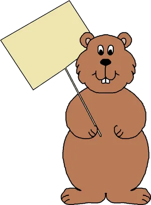 Groundhog Holding Blank Sign PNG Image