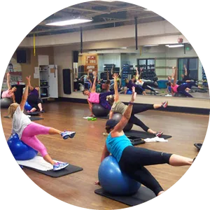 Group Aerobics Session With Balls PNG