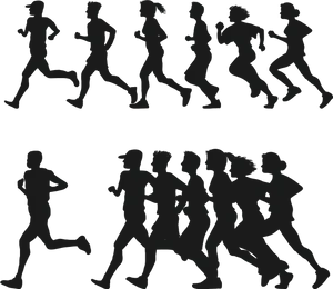 Group Runners Silhouette PNG Image