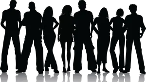 Group Silhouette Standing People.png PNG Image