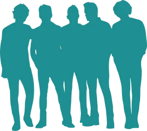 Group Silhouette Teal Background PNG Image