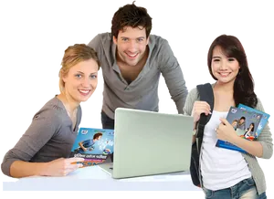 Groupof Students Using Laptop PNG Image