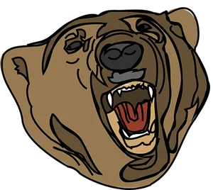 Growling Bear Cartoon PNG Image