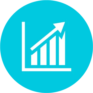 Growth Chart Icon Cyan Background PNG Image