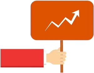 Growth Trend Sign Heldby Hand PNG Image