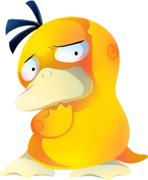 Grumpy Yellow Cartoon Duck PNG Image