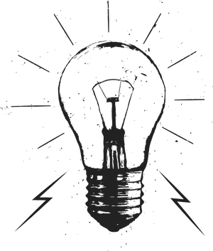 Grunge Style Lightbulb Illustration PNG Image