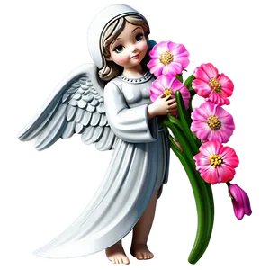 Guardian Angel With Flowers Png Chf85 PNG Image