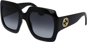 Gucci Black Sunglasseswith Gold Logo PNG Image