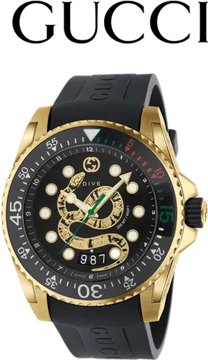 Gucci Gold Dive Watch PNG Image