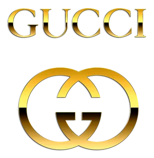 Gucci Golden Logo Black Background PNG Image