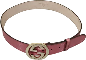 Gucci Pink Leather Beltwith G G Buckle PNG Image