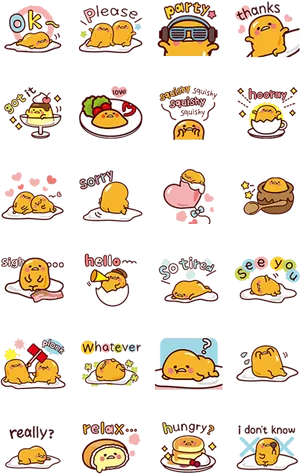 Gudetama Expressions Sticker Set PNG Image