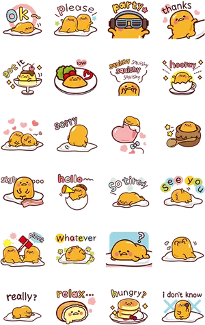 Gudetama Expressions Sticker Set PNG Image