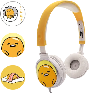 Gudetama Themed Headphones PNG Image