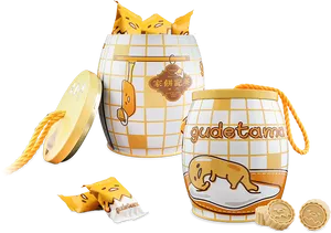 Gudetama Themed Packagingand Cookies PNG Image