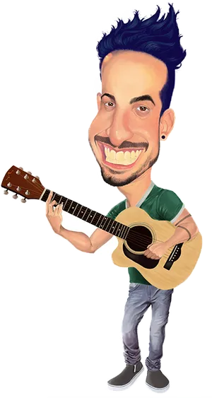 Guitarist Caricature Smile PNG Image