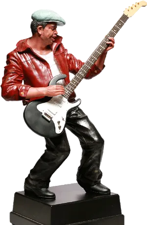 Guitarist Statue Playing Music PNG Image