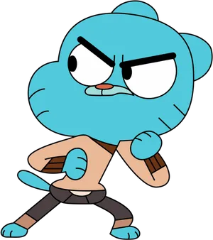 Gumball Watterson Angry Pose PNG Image