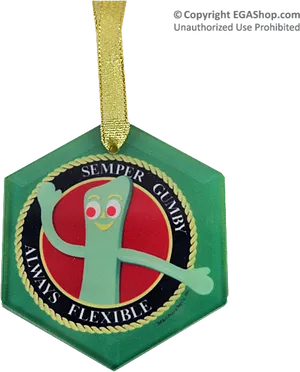 Gumby Themed Christmas Ornament PNG Image