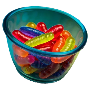 Gummy Worms In A Candy Bowl Png Jbr PNG Image