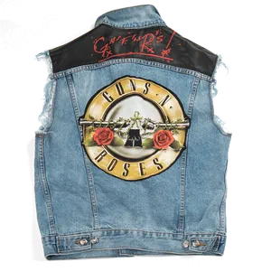 Guns N Roses Denim Vest Graphic PNG Image