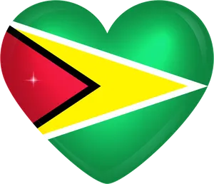 Guyana Flag Heart Shaped PNG Image