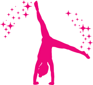 Gymnast Silhouette Handstand Stars PNG Image