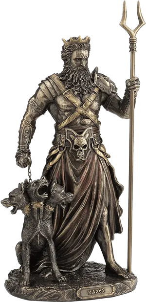 Hades_ Greek_ God_ Statue_with_ Cerberus.png PNG Image