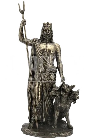 Hades Greek God Statuewith Cerberus PNG Image