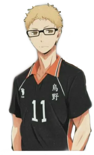 Haikyuu Character Kei Tsukishima In Volleyball Uniform PNG Image