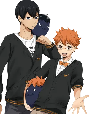 Haikyuu Characters With Mascots PNG Image