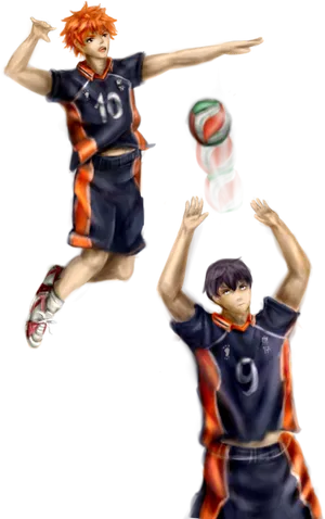 Haikyuu Dynamic Volleyball Action PNG Image