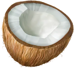 Half Coconut Section Illustration PNG Image