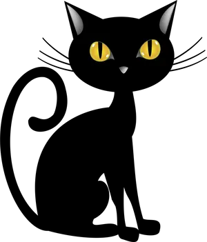 Halloween Black Cat Cartoon PNG Image