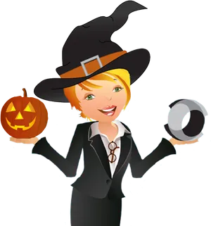 Halloween Businesswoman Cartoon PNG Image