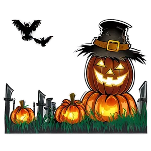 Halloween Cartoon Scarecrow Scene Png Lbw24 PNG Image