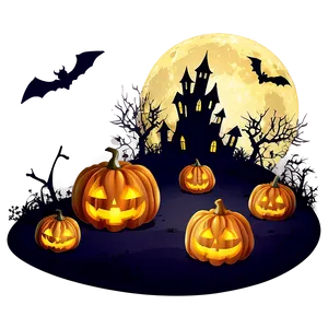 Halloween Night Cartoon Scene Png 06252024 PNG Image