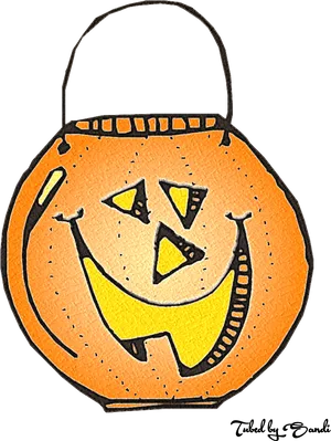 Halloween Pumpkin Basket Art PNG Image