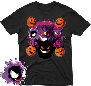 Halloween Themed Pokemon Tshirt Design PNG Image