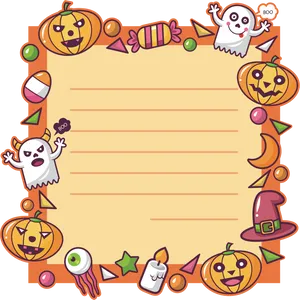 Halloween Themed Stationery Border PNG Image